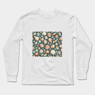 Retro Seashell Pattern Long Sleeve T-Shirt